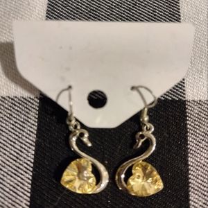 Swan w/ heart citrine stone earrings